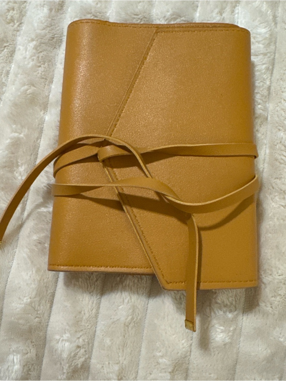 Faux Leather Wrap-Tie Phone Case Organizer in Tan
